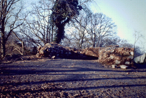 Remains of the tower after demolition, looking west