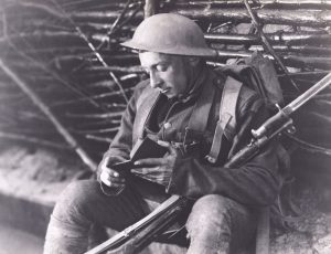 soldier reading