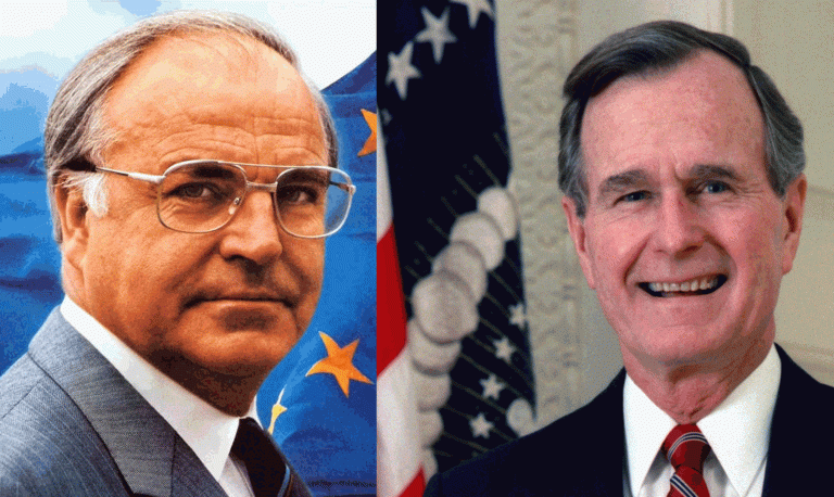 Helmut Khol (left) and George H. W. Bush (right)