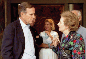 George H.W. Bush and Margaret Thatcher 1990