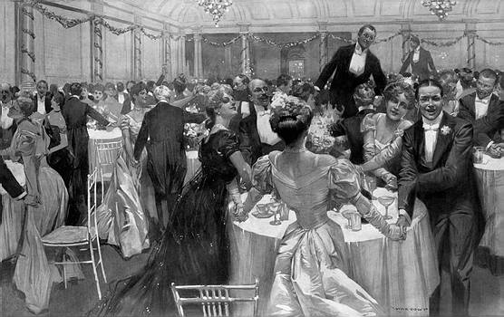 Illustration of New Year's Eve Dinner at Pilgrims Society venue the Savoy in 1906