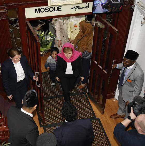 Photograph: Scottish First Minister Nicola Sturgeon visits Ahmadiyya Mosque in Glasgow