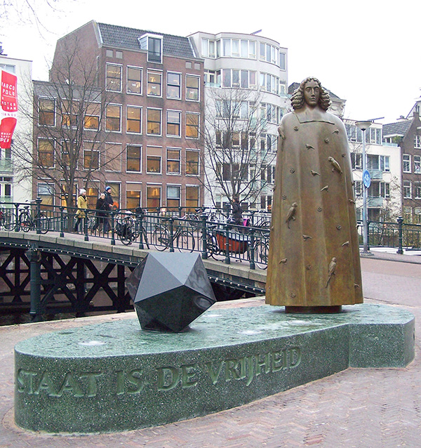 Photograph of a statue of Spinoza in Amsterdam