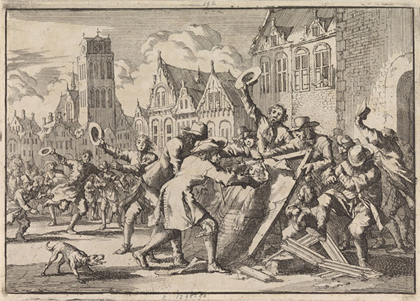 Scan of the artwork The Destruction of Jan de Baen’s Allegory on Cornelis de Witt' by Jan Luyken