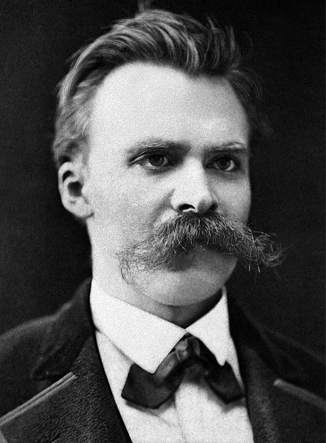 A headshot of Friedrich Nietzsche, circa 1875.