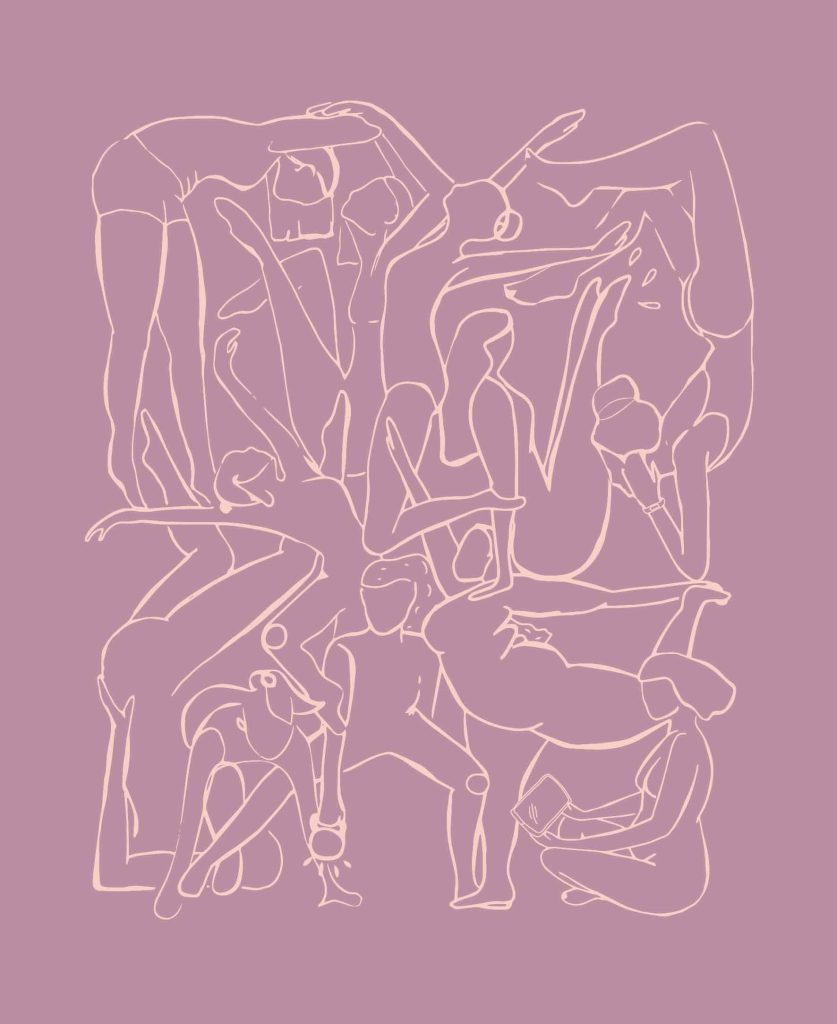 An illustration of bodies intertwining by Tani Klein