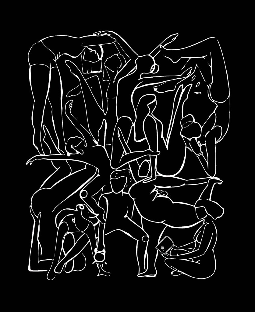 An illustration of bodies intertwining by Tani Klein