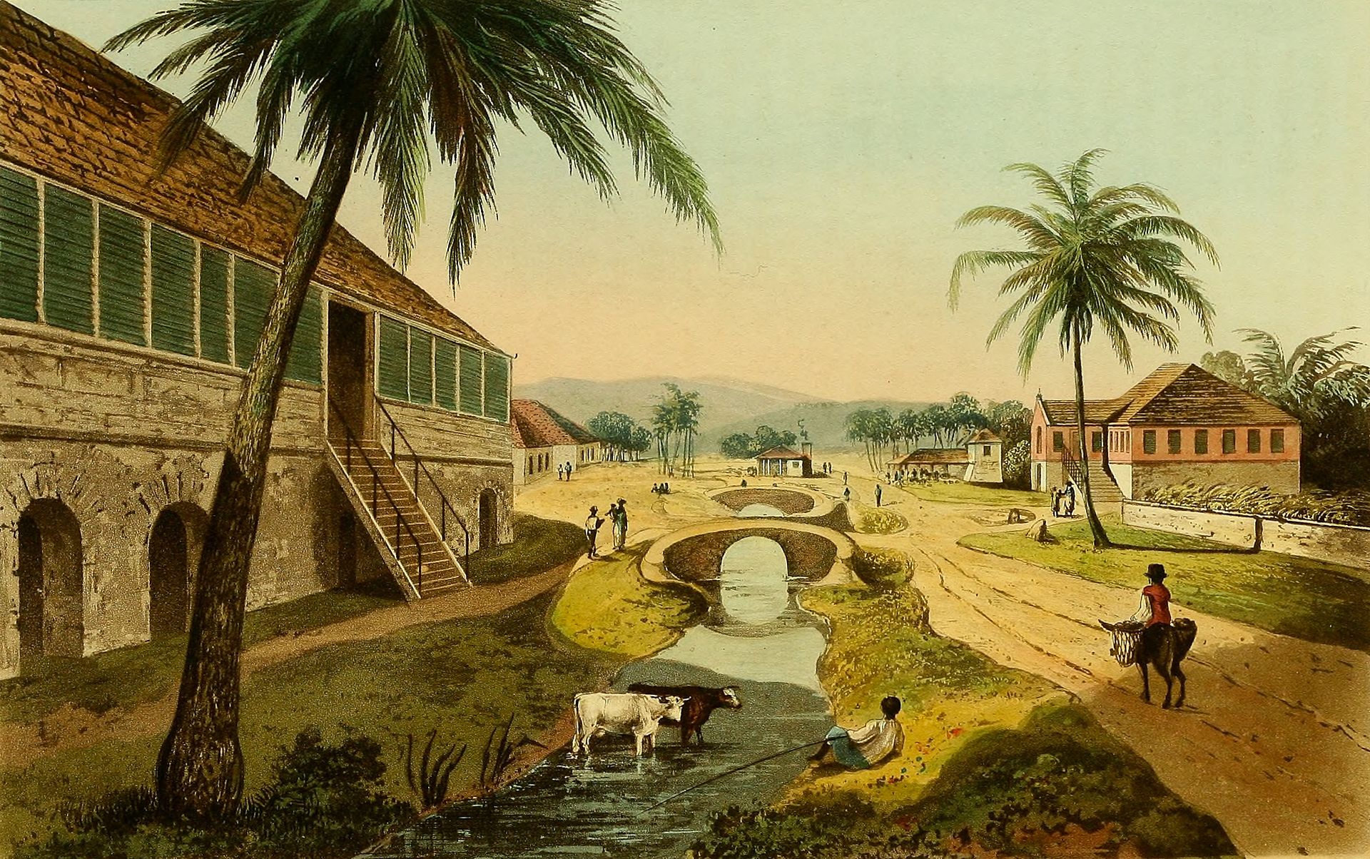 A painting of a Jamaican plantation