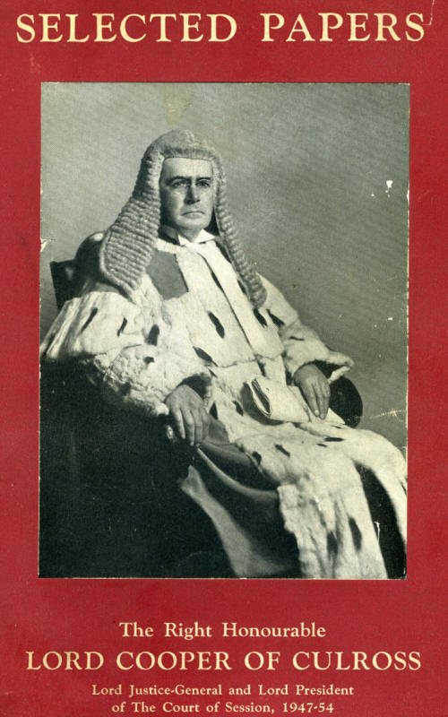 A book cover featuring Lord President Cooper (1892-1955)