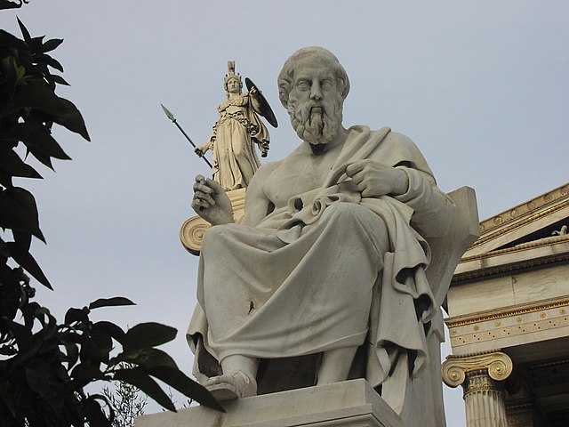 A close up of a Plato statue. Photo author Sébastien Bertrand via Wikicommons