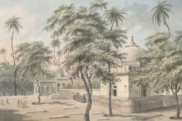 A painting of the shrine in Patna where Arzani is buried