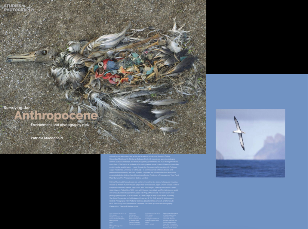 Surveying the Anthropocene: left: Front cover image [Chris Jordan]; right: back cover image [J J Harrison]