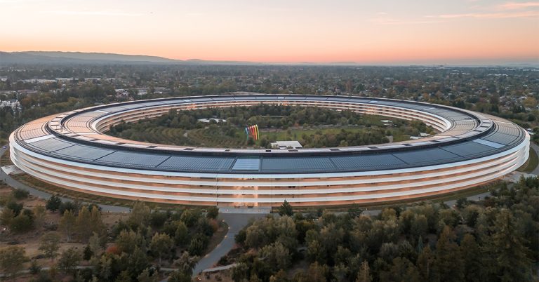 An aeriel shot of Apple's HQ