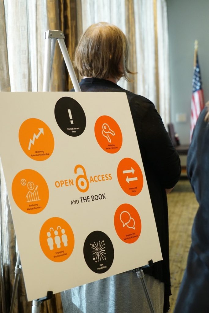 A sign advertises “Open Access and the Book” for Emory’s Open Access Week.