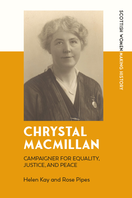 Front cover of the book 'Chrystal Macmillan, 1872-1937' featuring a black and white portrait of Chrystal Macmillan.