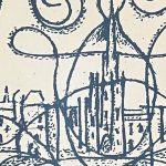 section of the cover of issue 1.1 of Studies in World Christianity: a blue drawing of a church against a white background