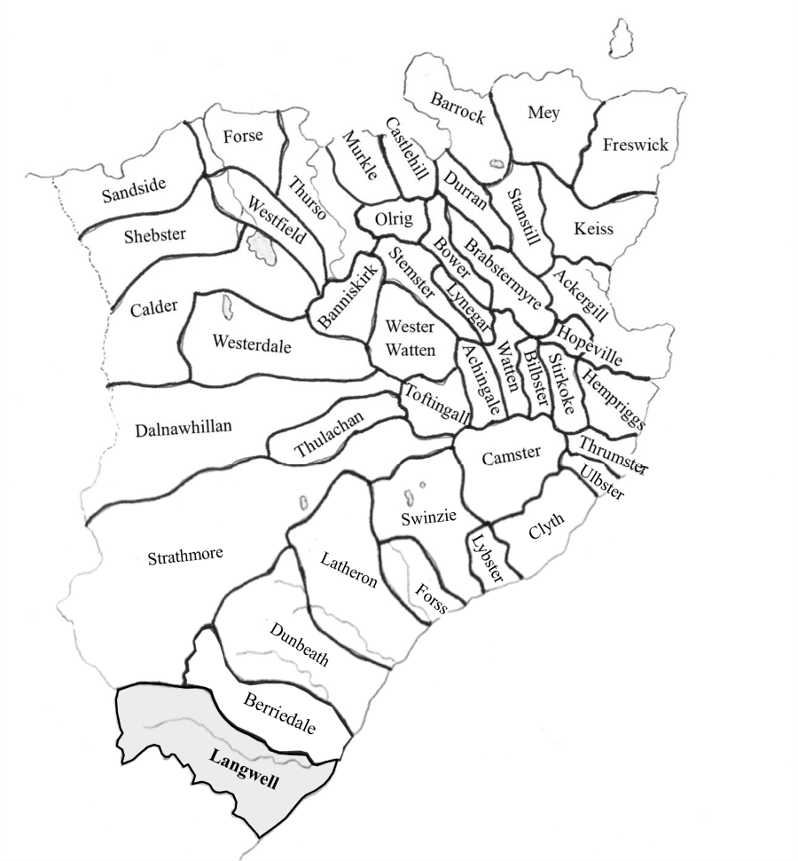 A map showing the larger estates in Caithness in 1800