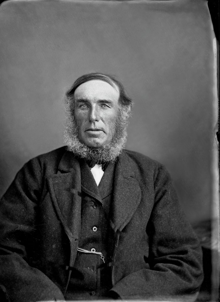 The weather worn, intense face of the solitary shepherd James Oliver