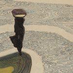 A figure of a woman standing by the shore suggesting an encounter with affective forces