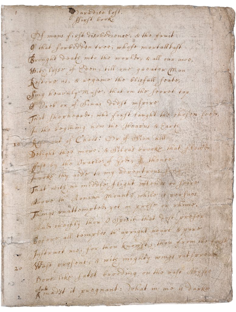 A yellow-beige paper with poetry in secretary hand, with corrections.